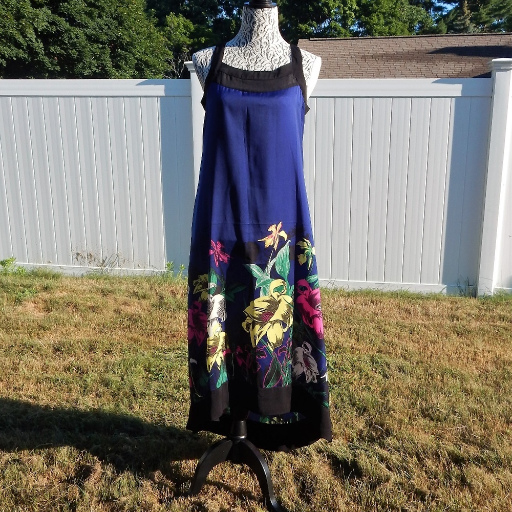 DKNY Maxi Dress Blue Floral Small